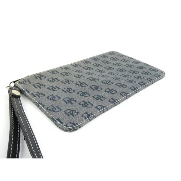Dooney & Bourke Monogram Navy Black Canvas Wristlet/Clutch - Picture 4 of 16